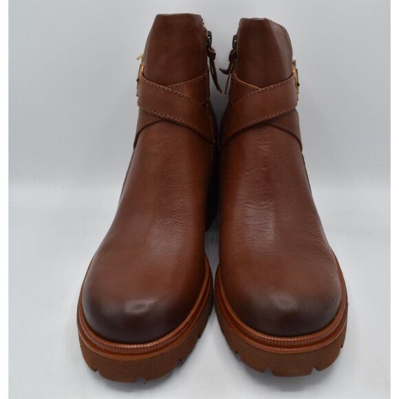 Sofft Womens Size 11 Jenine Bourbon Leather Zip Block Heel Ankle Boots Shoes - Picture 2 of 15